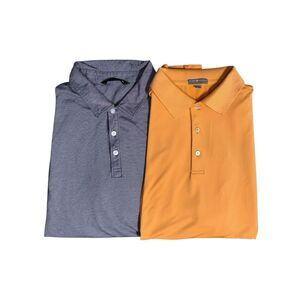 Lot Of 2 Peter Millar Travis Mathew Mens Sz‎ L Golf Polo Shirts Blue Orange